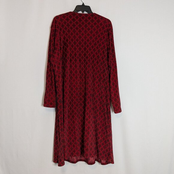 SECRET TREASURES Red/Black Velour Long Sleeve Pullover Winter Gown; Size 2X - Picture 3 of 4